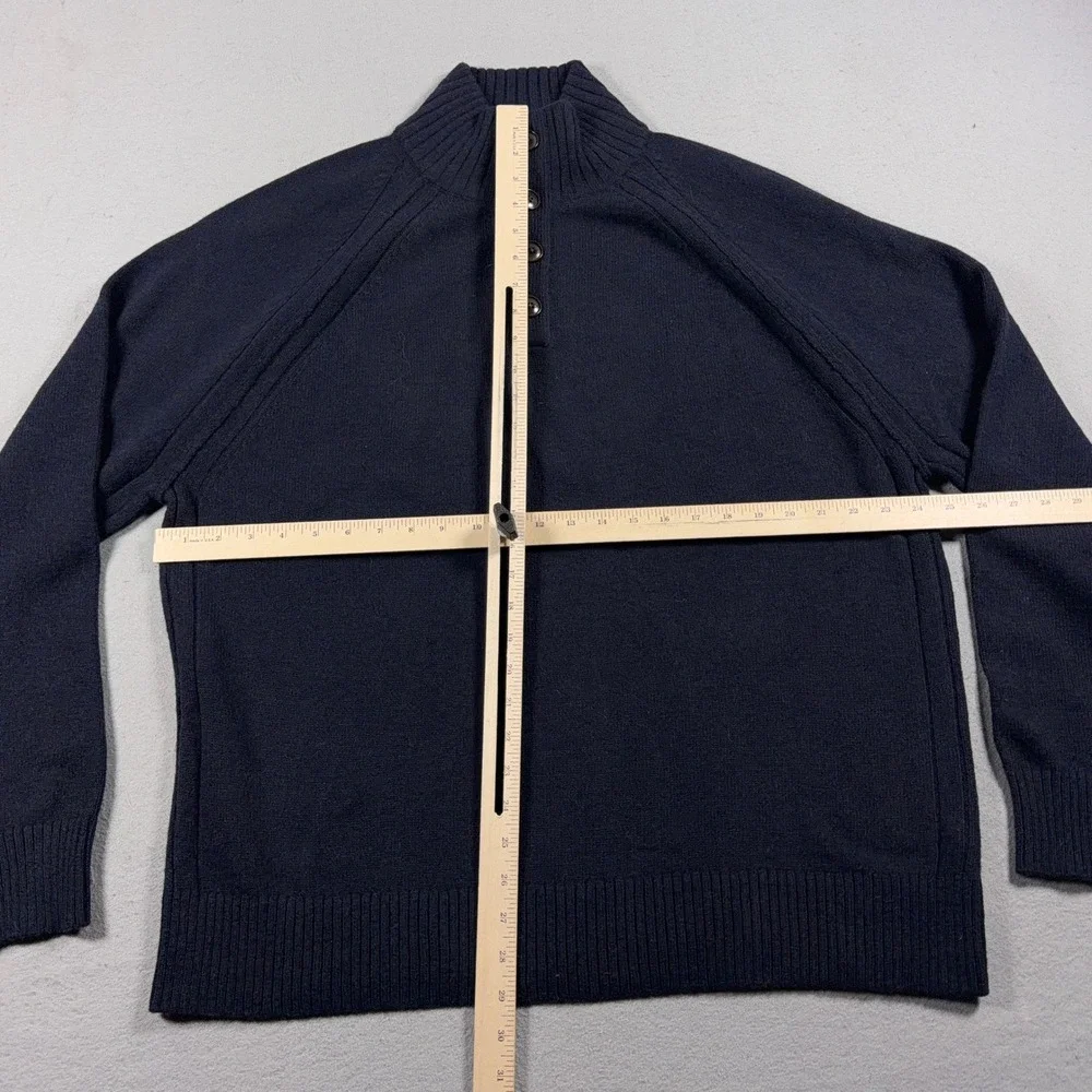 Banana‎ Republic Button Sweater Men XL Mock Neck Blue Italian Yarn Minimalist